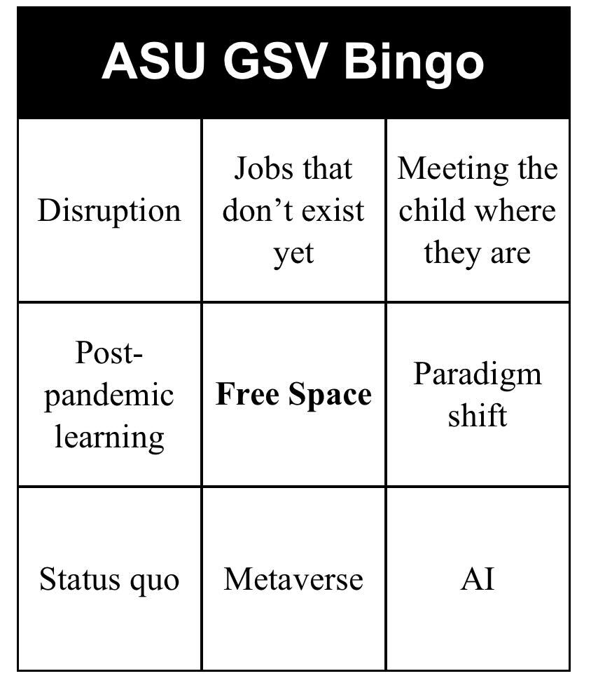 ASU+GSV Bingo